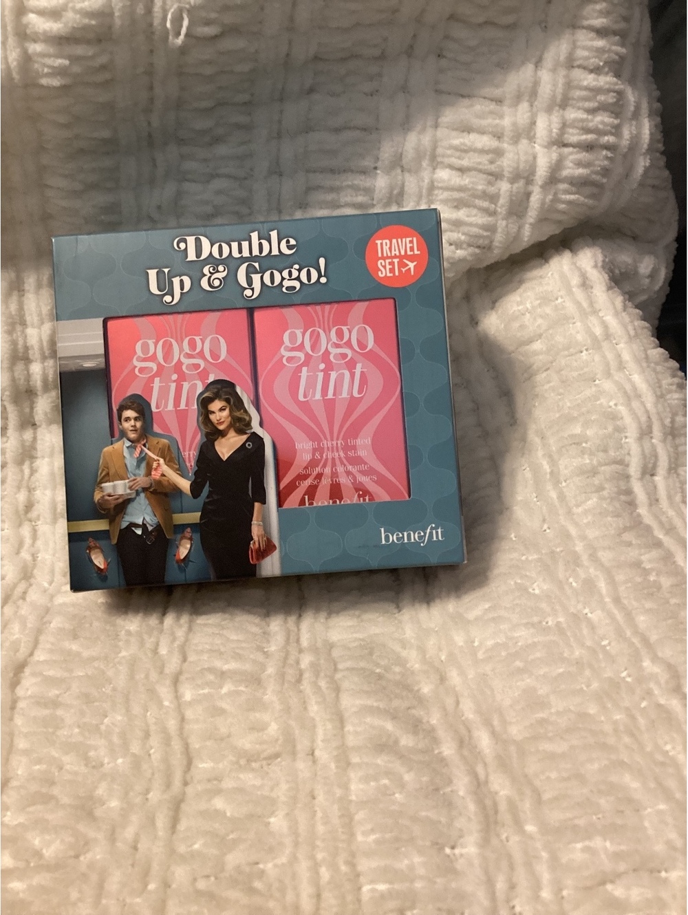Benefit gogo tint bright cherry lip and cheek stain travel set brand new